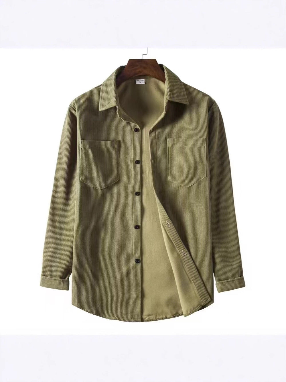 Men's Vintage Corduroy Long Sleeve Shirt - Casual Loose Fit Button Down