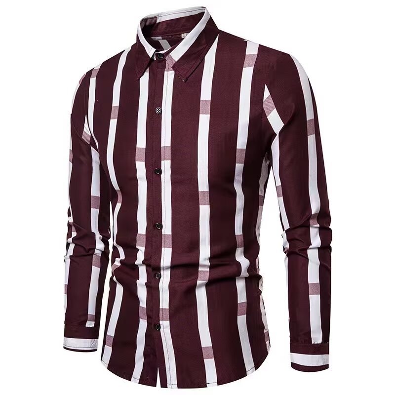 Men's Slim Fit Print Shirt - Long Sleeve Fashion Casual Shirt