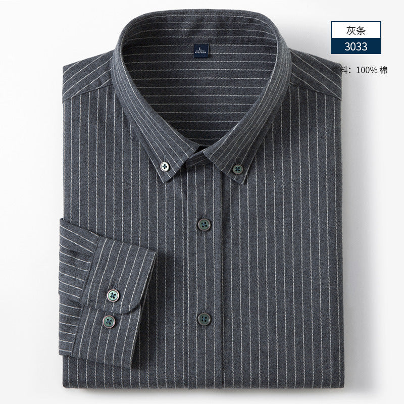 No-iron brushed cotton plaid shirt