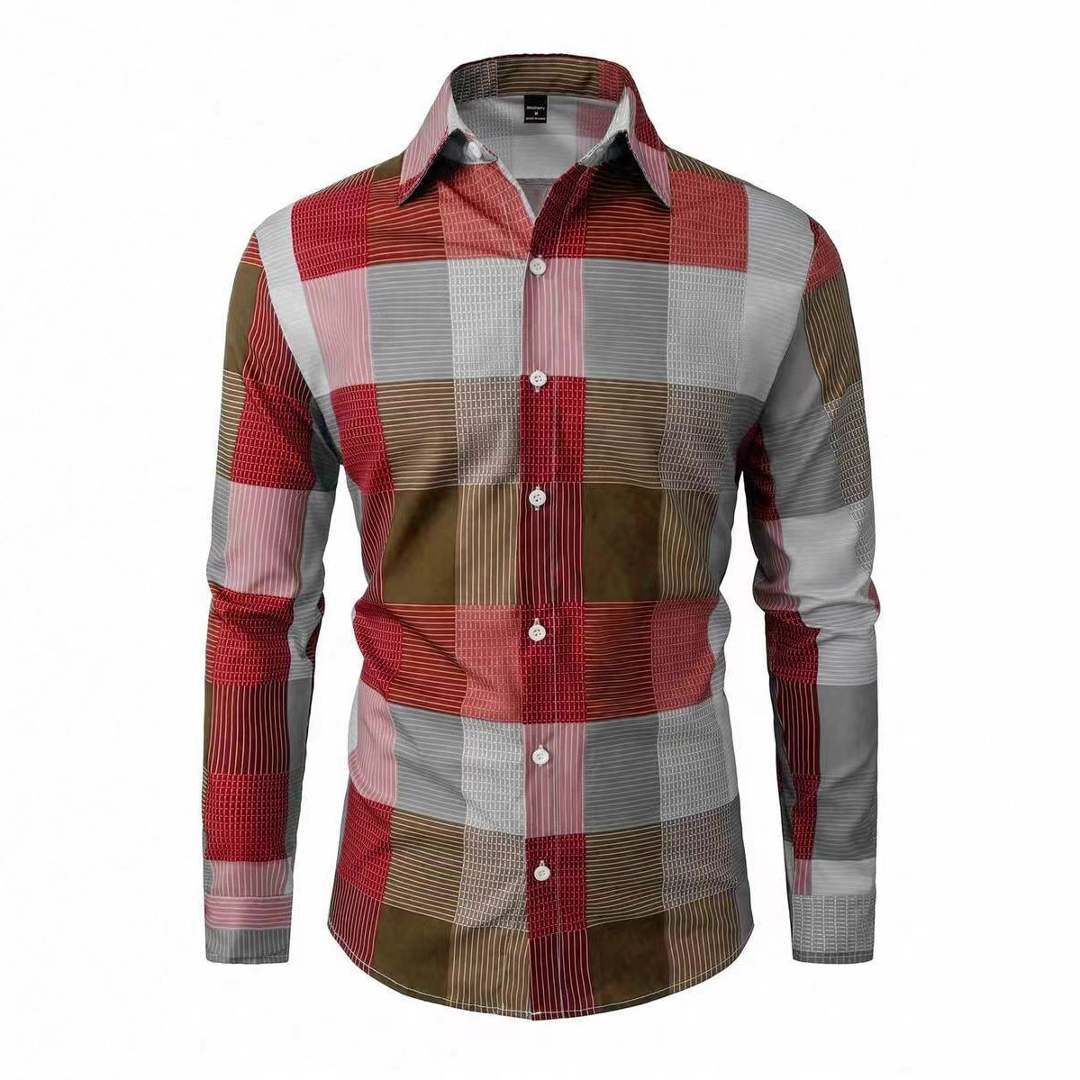 Men's plaid casual shirt - long sleeve design detail