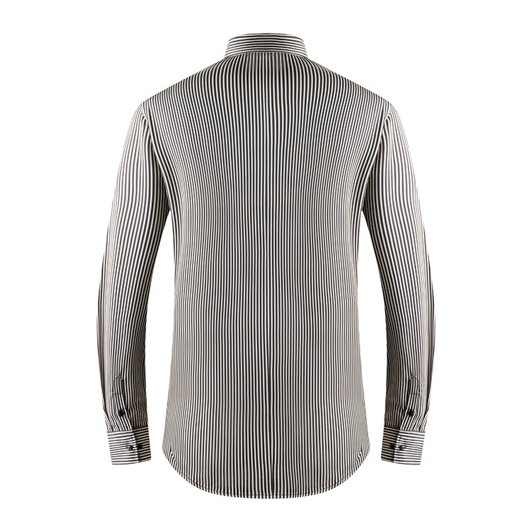 Men's Print Stretch Shirt - Iron-Free Long Sleeve Lapel Collar by Global Dress Shirts