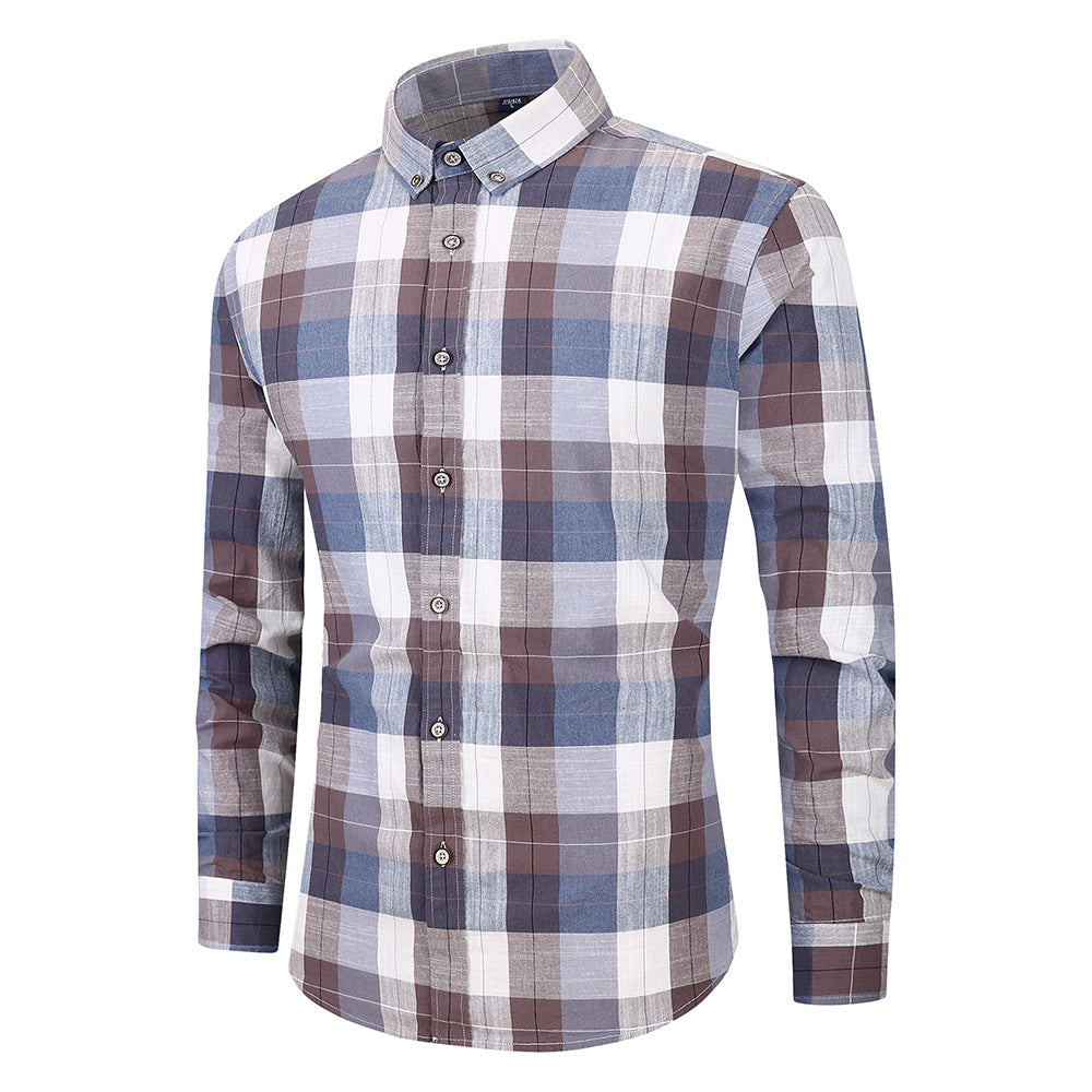 100% cotton check pattern shirt men