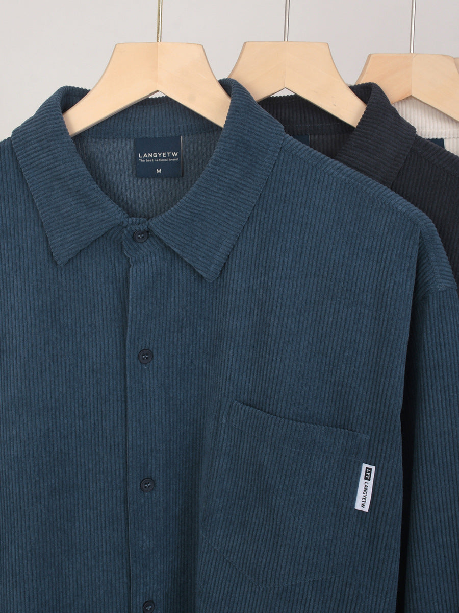 Men's Heavyweight Corduroy Shirt Jacket - 280G Relaxed Fit Long Sleeve Overshirt
