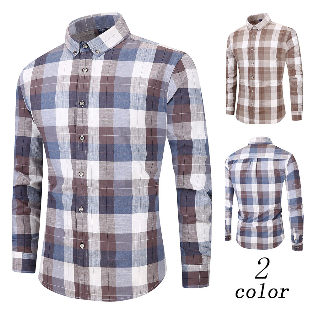 Business casual long sleeve plaid shirt